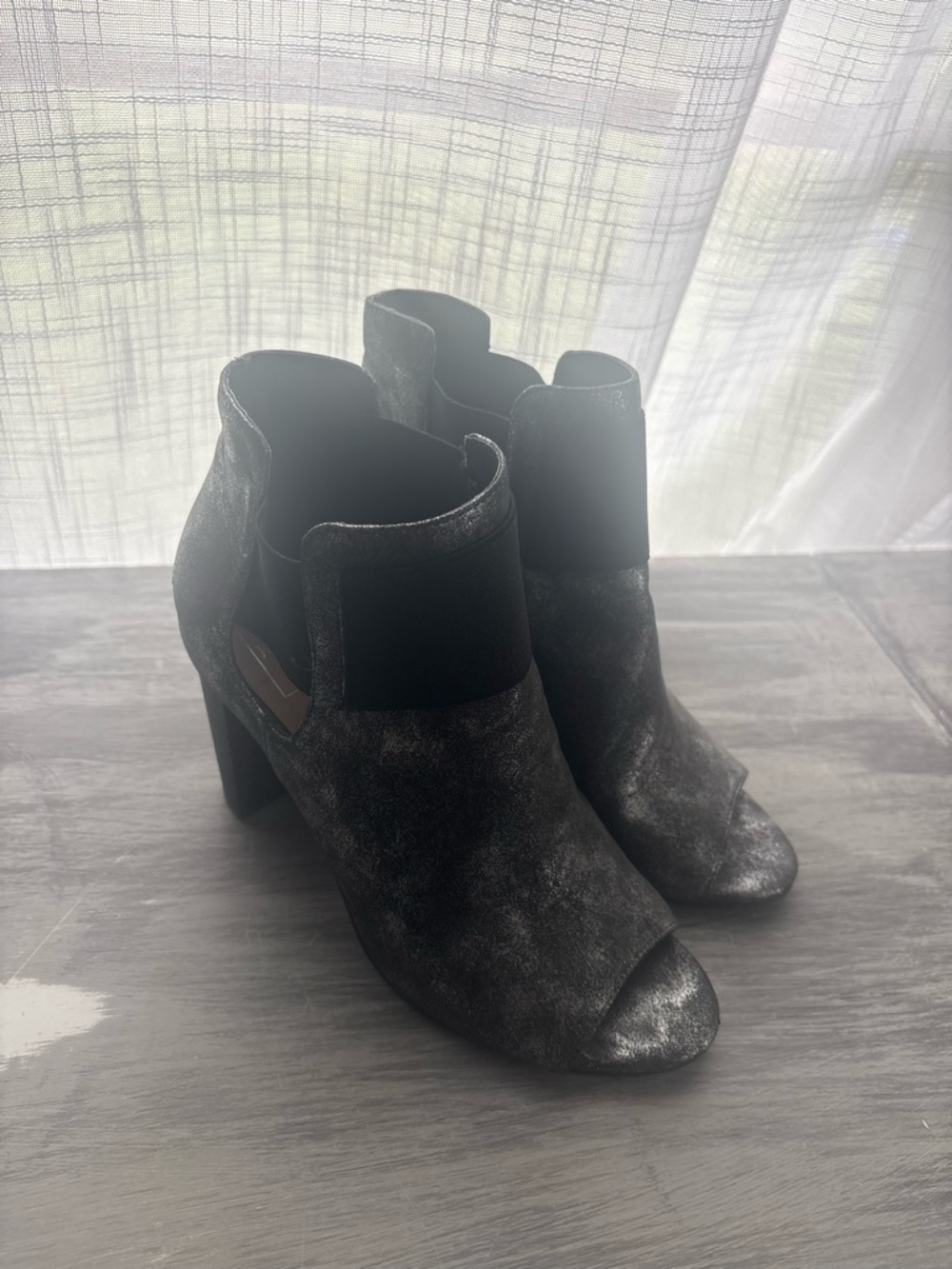 Women's Black Suede-Look Ankle Booties with Block Heel